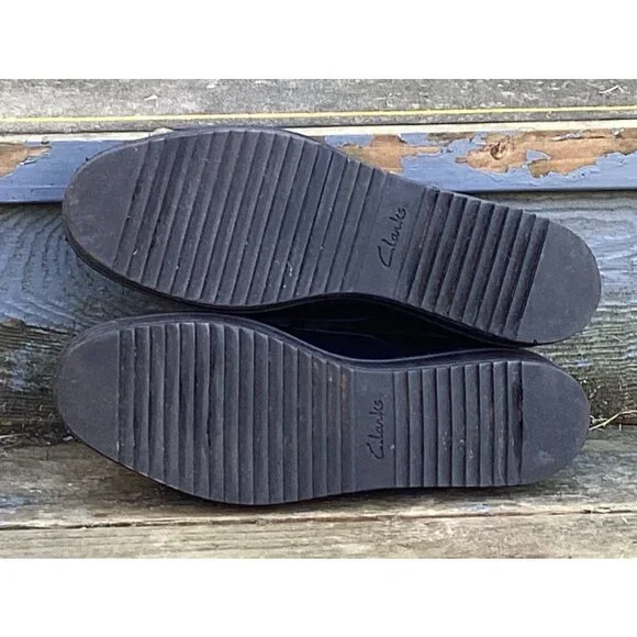 Clarks Women’s Black Leather Oxford Wedge Comfort Lace-Up Shoes Size 9M - Picture 2 of 8
